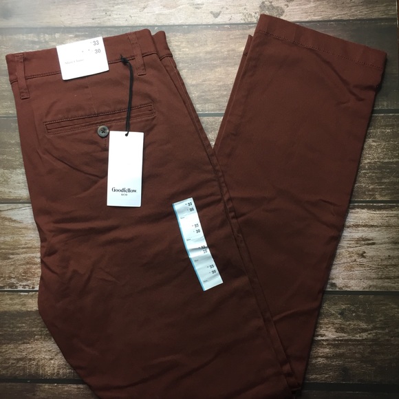 NWT Slim Fit Hennepin Chino Pant 33 x 30 Red Brown - Picture 4 of 11